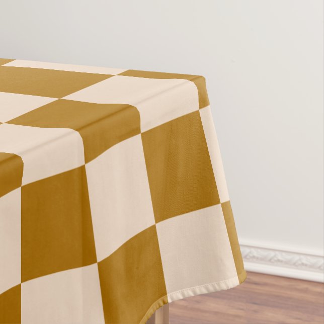 Brown and beige checkerboard pattern tablecloth (In Situ)