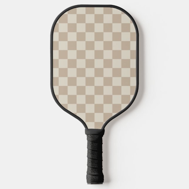 Brown and Beige Checkerboard Pickleball Paddle (Front)