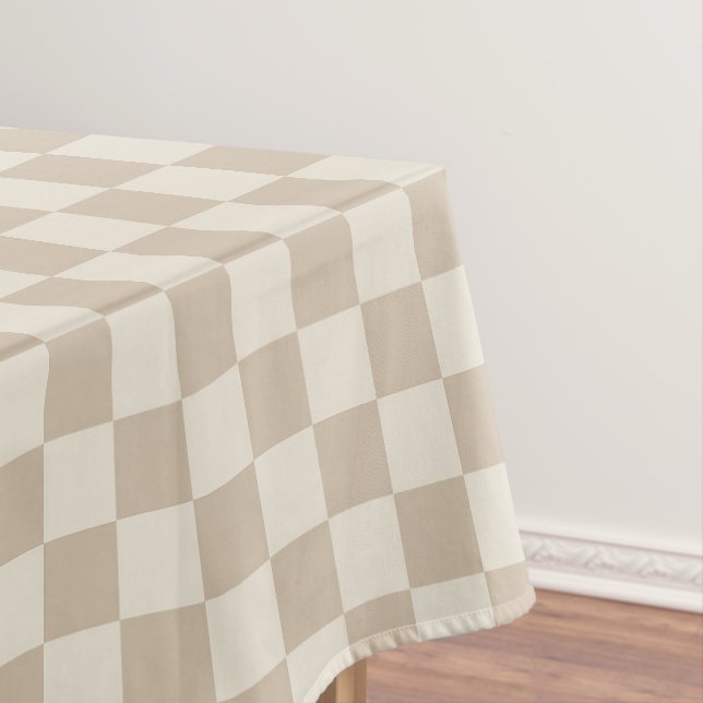 Brown and Beige Checkerboard Tablecloth (In Situ)
