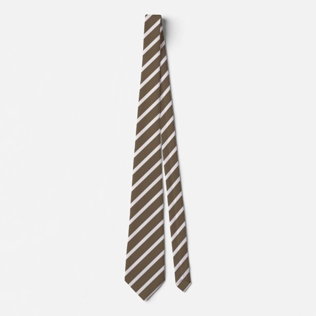 Brown and Beige Diagonal Stripe Pattern Neck Tie (Front)