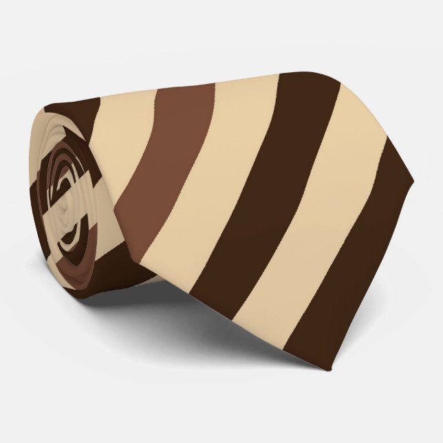 Brown and Beige Diagonal Stripes Tie (Rolled)