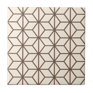 Brown and beige geometric art-deco pattern ceramic tile