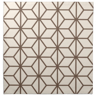 Brown and beige geometric art-deco pattern cloth napkin