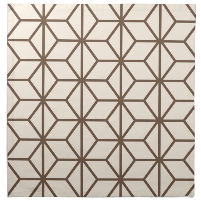 Brown and beige geometric art-deco pattern cloth napkin (Front)