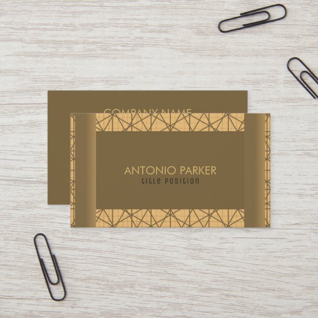 Brown And Beige Geometric Shapes Business Card (Front/Back In Situ)
