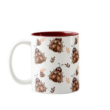 Brown and Beige Ladybug and Flower Pattern
