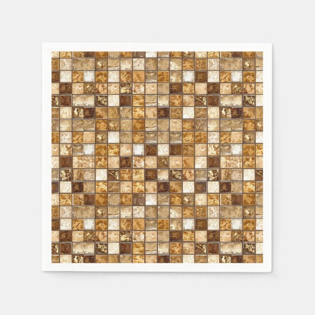 Brown and Beige Mosaic Tile Wall Napkins (Front)