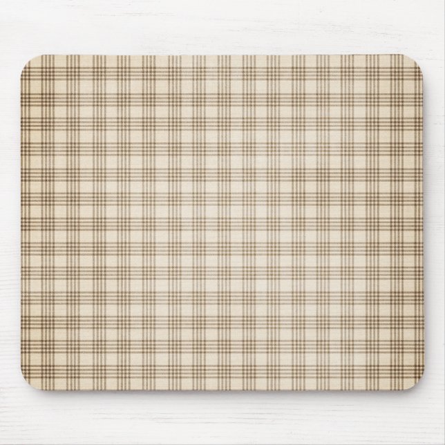 Brown and Beige Plaid Mouse Pad (Front)