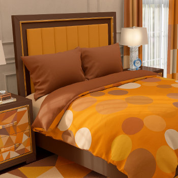 Brown And Beige Polka Dots On Orange Duvet Cover by Gingezel at Zazzle