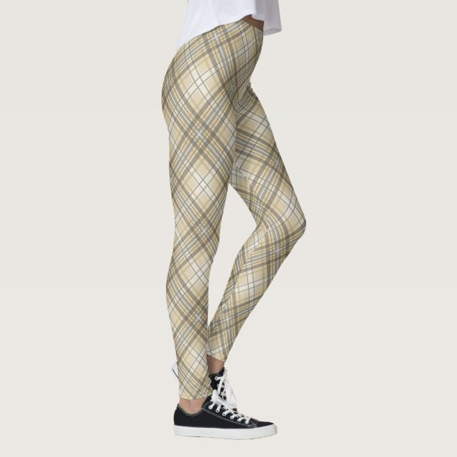 Brown and Beige Tartan Plaid Leggings (Right)