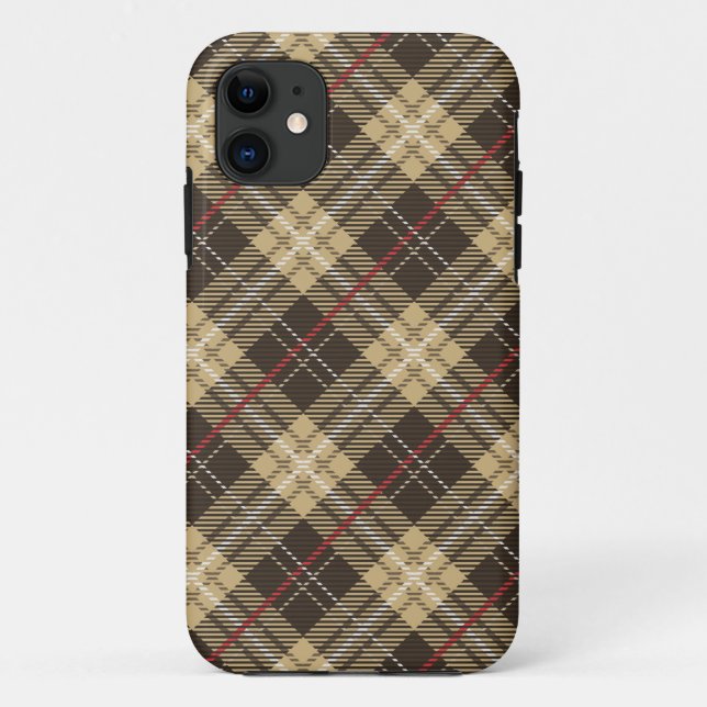 Brown and beige tartan plaid pattern Case-Mate iPhone case (Back)