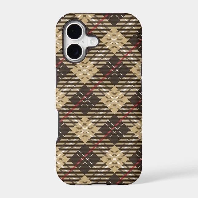 Brown and beige tartan plaid pattern iphone case (Back)