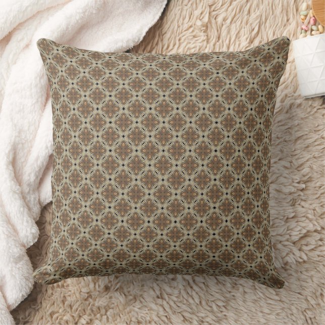 Brown And Beige Tones Geometric Repeating Pattern Throw Pillow (Blanket)