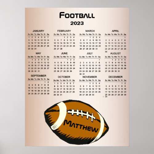 Brown and Black 2023 Football Sports Calendar Poster