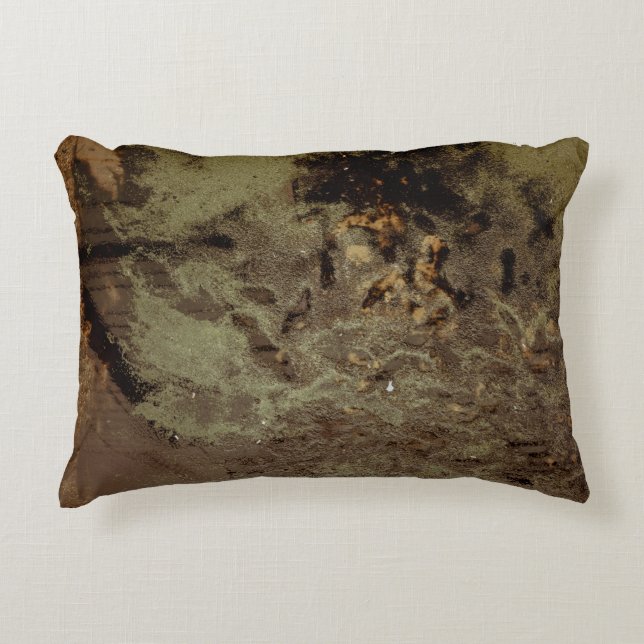 Brown and black abstract painting accent pillow (Front)