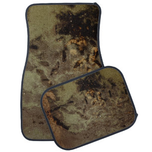 Brown and black abstract painting car floor mat