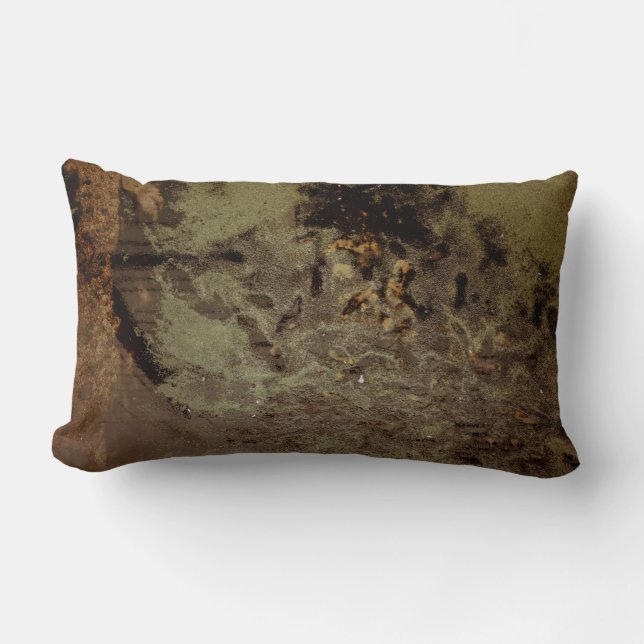 Brown and black abstract painting lumbar pillow (Front)