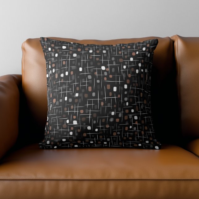 Brown and Black Abstract Pattern Throw Pillow (Creator Uploaded)
