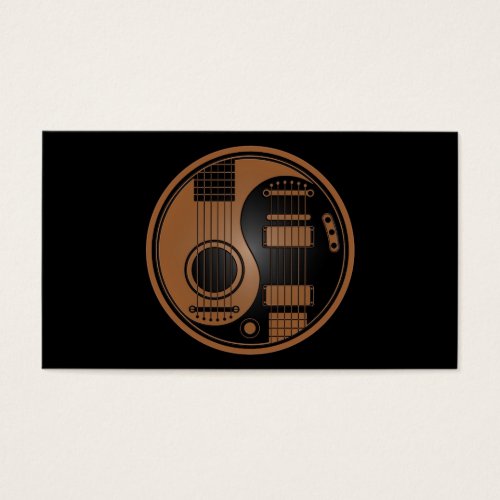 Brown and Black Acoustic Electric Guitars Yin Yang Business Card