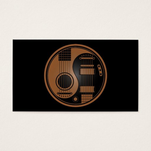 Customizable Brown and Black Acoustic Electric Guitars Yin Yang Business Card