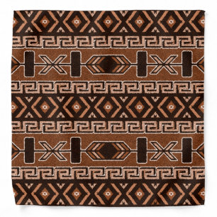 Brown And Black Aztec Pattern Southwest Bandanna