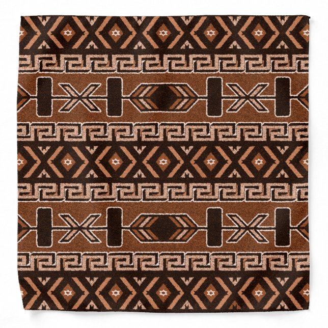 Brown And Black Aztec Pattern Southwest Bandanna (Front)