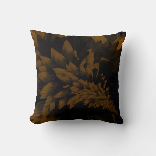 Brown and Black Bloom Throw Pillow (Front)