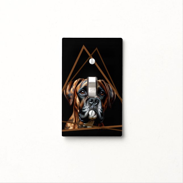 Brown and Black Brindle Boxer Lab Dog Light Switch Cover (In Situ)