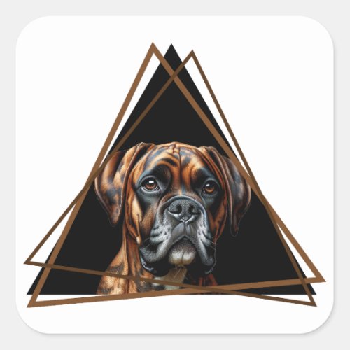 Brown and Black Brindle Boxer Lab Dog Square Sticker