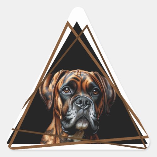 Brown and Black Brindle Boxer Lab Dog Triangle Sticker