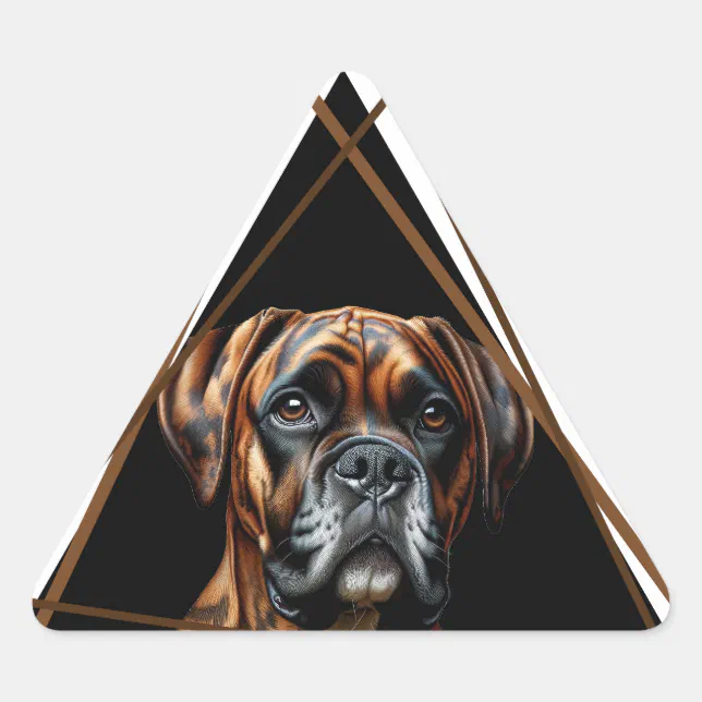 Brown and Black Brindle Boxer Lab Dog Triangle Sticker | Zazzle