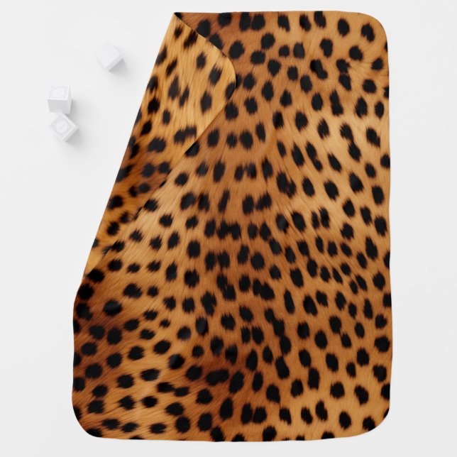 Brown and Black Cheetah Animal print Baby Blanket (In Situ)