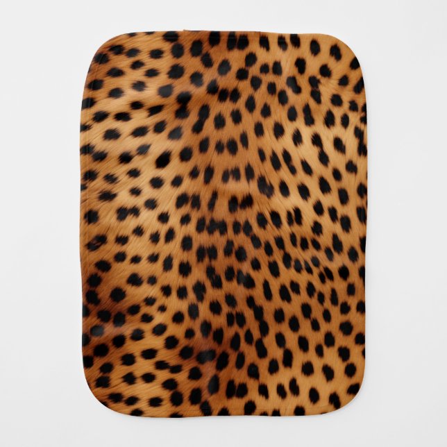 Brown and Black Cheetah Animal print Baby Burp Cloth (Front)