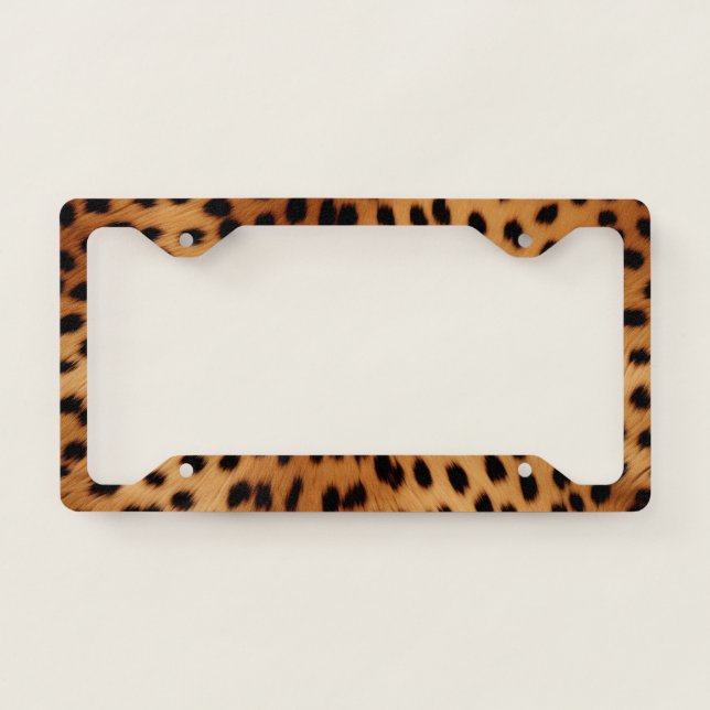 Brown and Black Cheetah Animal print License Plate Frame (Front)