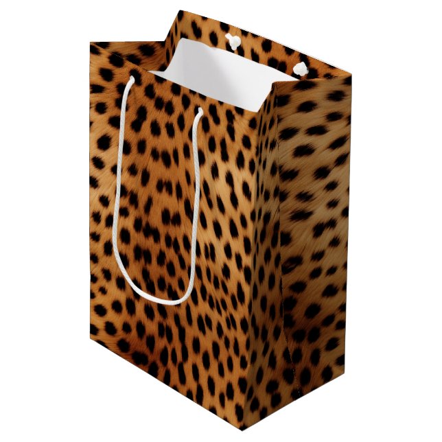 Brown and Black Cheetah Animal print Medium Gift Bag (Front Angled)