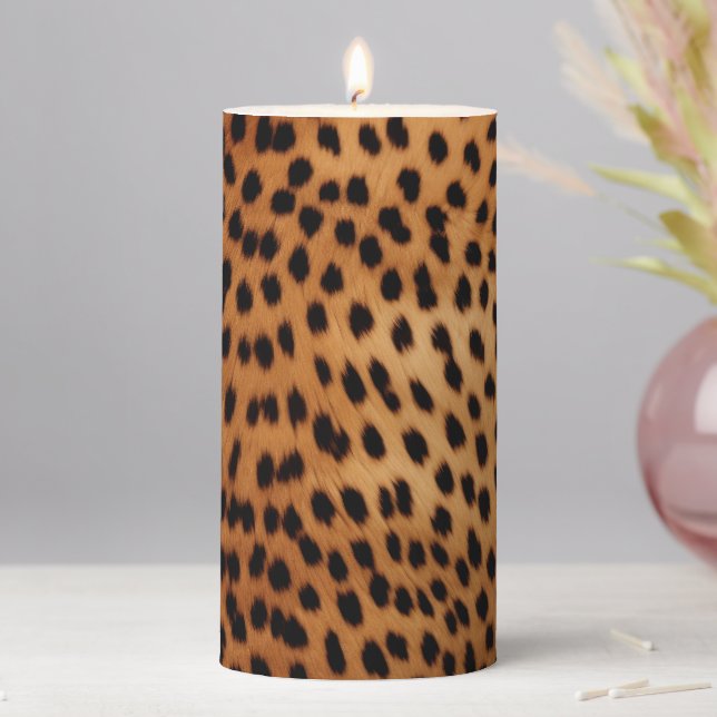Brown and Black Cheetah Animal print Pillar Candle (In Situ)