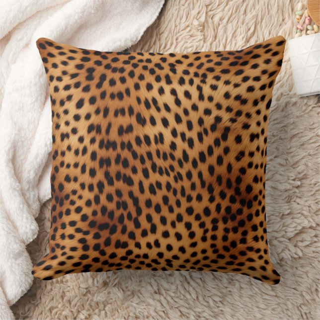 Brown and Black Cheetah Animal print Throw Pillow (Blanket)