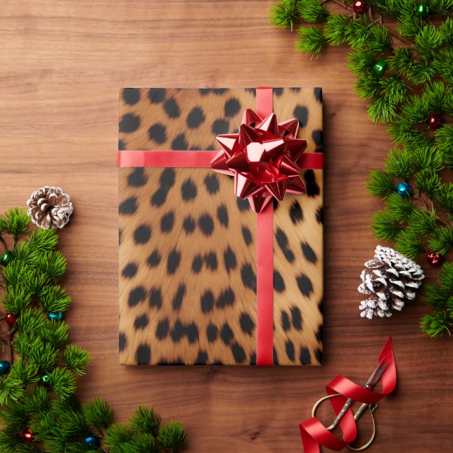 Brown and Black Cheetah Animal print Wrapping Paper (Holiday Gift)