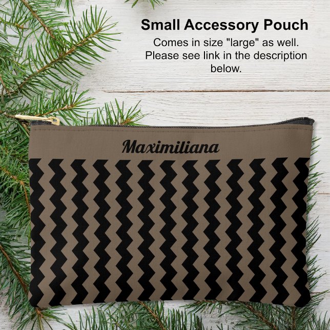 Brown and Black Chevrons - SMALL Accessory Pouch (Small Accessory Pouch - Brown and Black Chevrons by Leapfroglisics Shop)