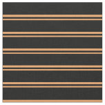 [ Thumbnail: Brown and Black Colored Striped/Lined Pattern Fabric ]