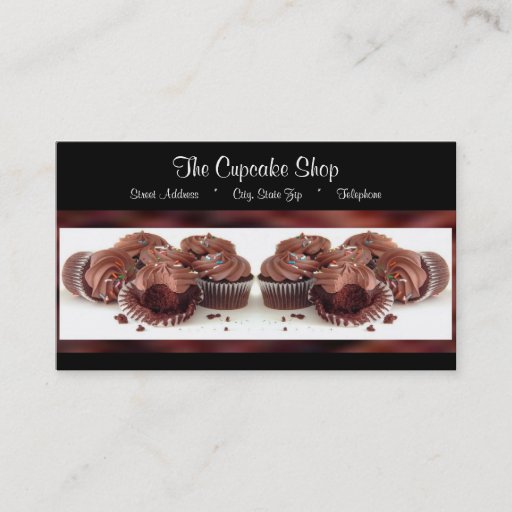 Customizable Brown and Black Cupcake Business Cards
