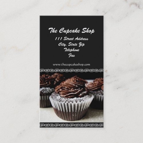 Brown and Black Cupcake Business Cards