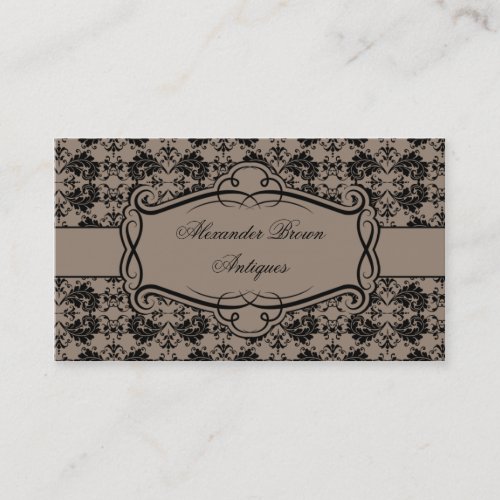 Brown and Black Damask Business Card