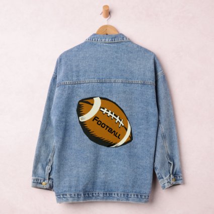 Brown and Black Football Denim Jacket