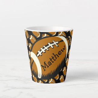Brown and Black Football Sports Latte Mug