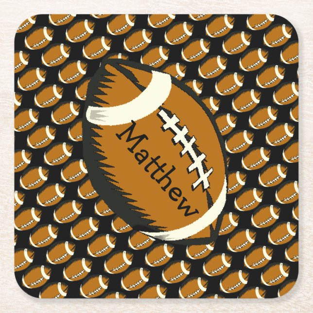 Brown and Black Football Sports Paper Coasters (Front)