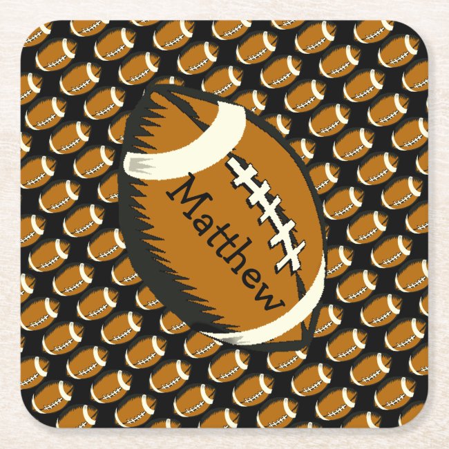 Brown and Black Football Sports Paper Coasters
