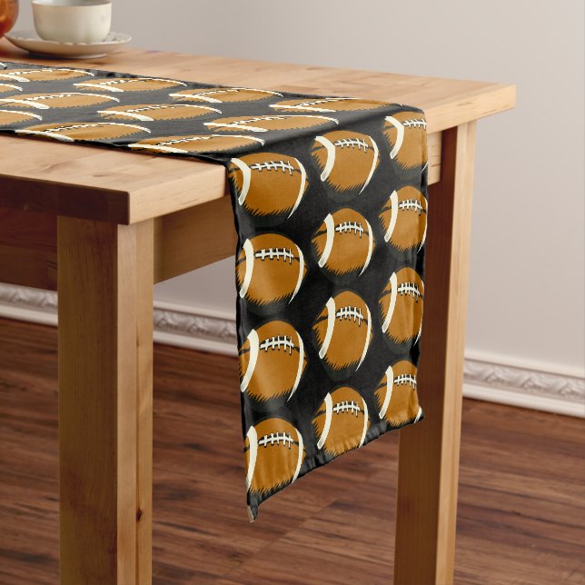 Brown and Black Football Sports Table Runner (In Situ)
