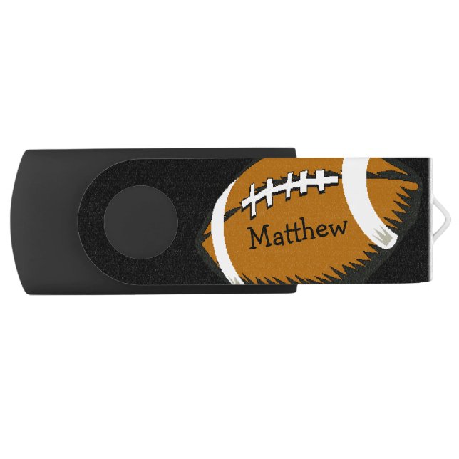 Brown and Black Football Sports USB Flash Drive (Front)