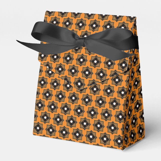 Brown and Black Geometric Pattern Favor Box (Front Side)
